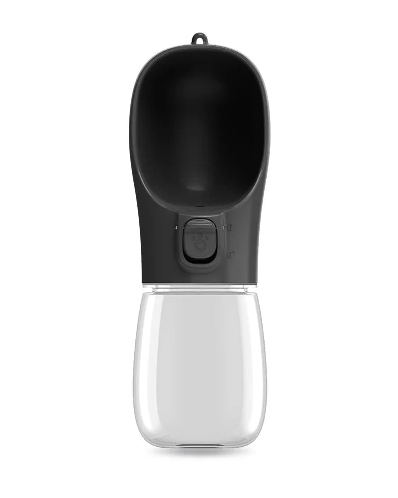 The Long Walk Water Bottle in black on a white background