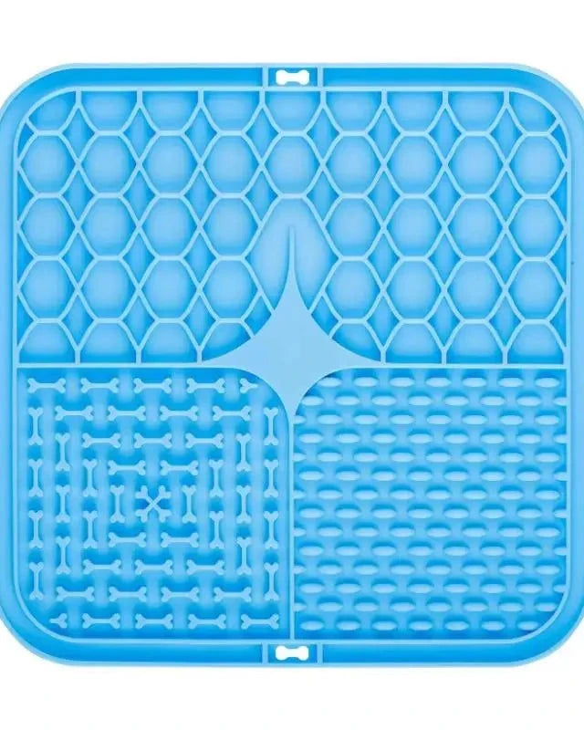 The Slow Sunday Lick Mat in blue on a white background