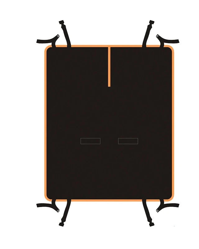 The Back Seat Cover with orange trim laid flat, showing its straps